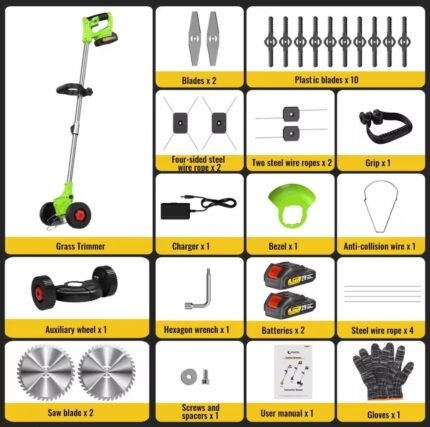 Electric Lawn Mower Handheld Cordless Garden Lawn Mower is foldable